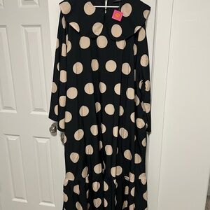 Dressed in LALA Black and Cream Polka Dot Long Sleeve Dress